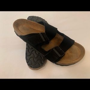 Black suede Birkenstock Arizona sandals size 40